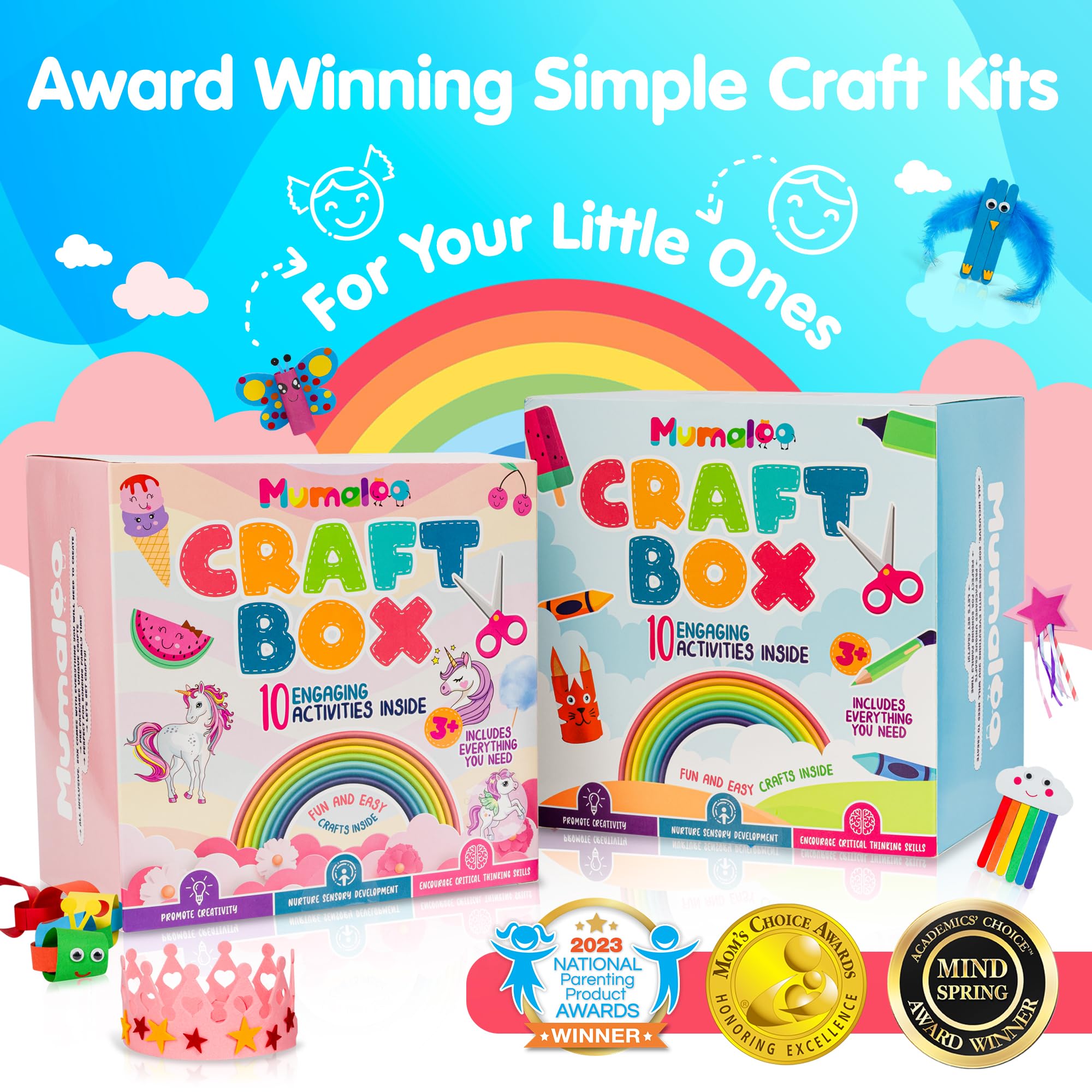 Mumaloo Unicorn Craft Box on a table ready for family craft time.