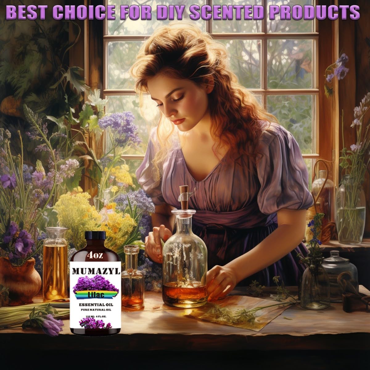 MUMAZYL Lilac oil enhances home ambiance and crafts.