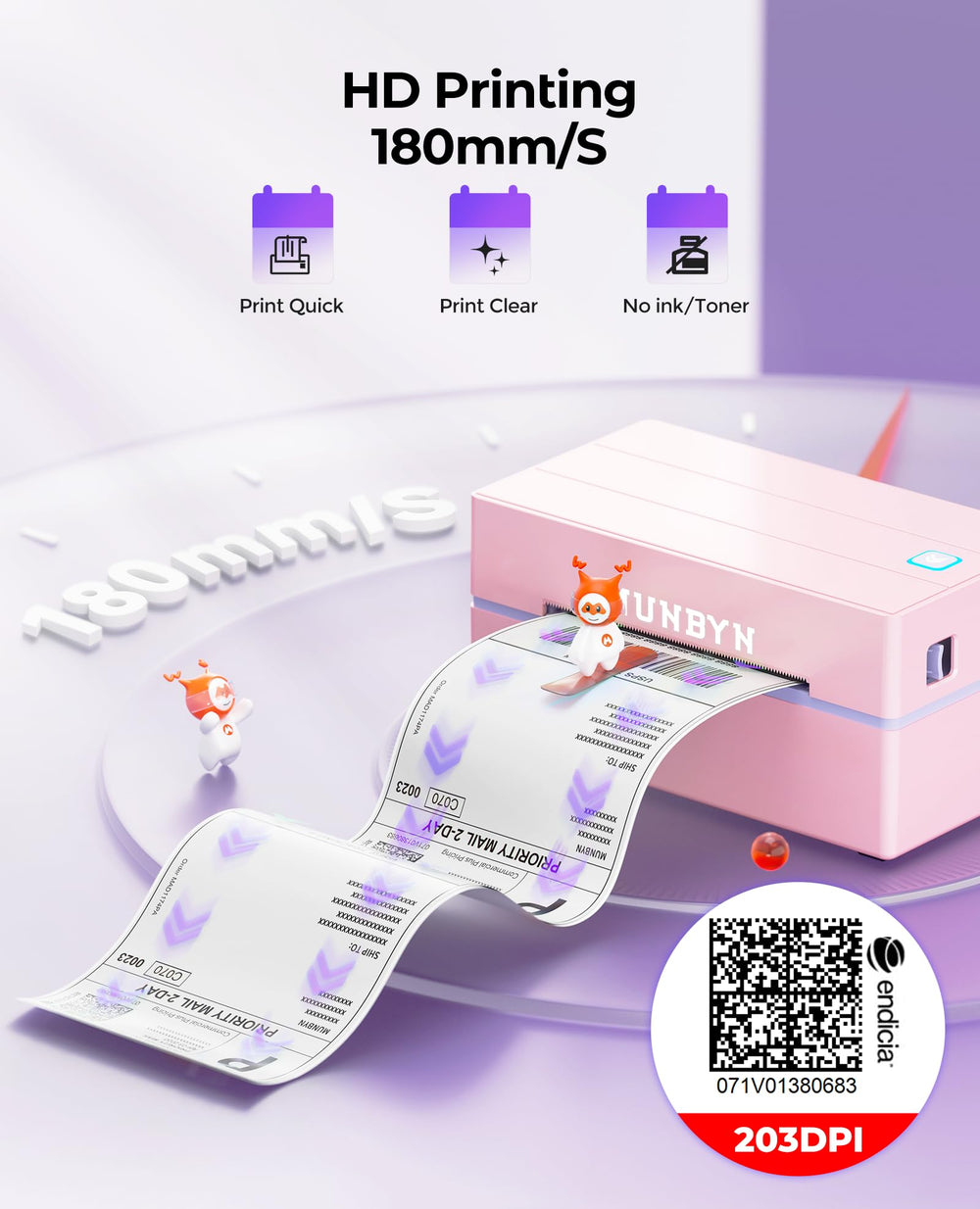 MUNBYN 130B Bluetooth app setup on iPhone and Android enables wireless printing.