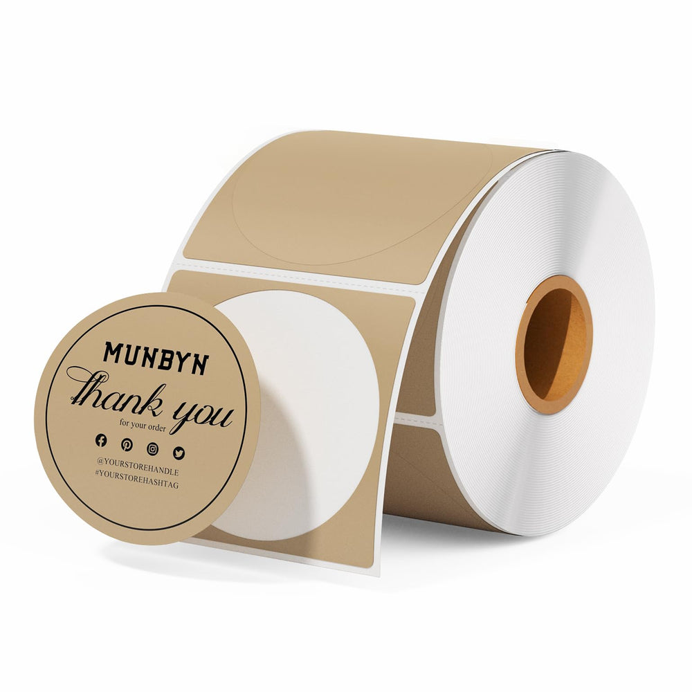 MUNBYN 2in brown circle labels roll ready for product labeling