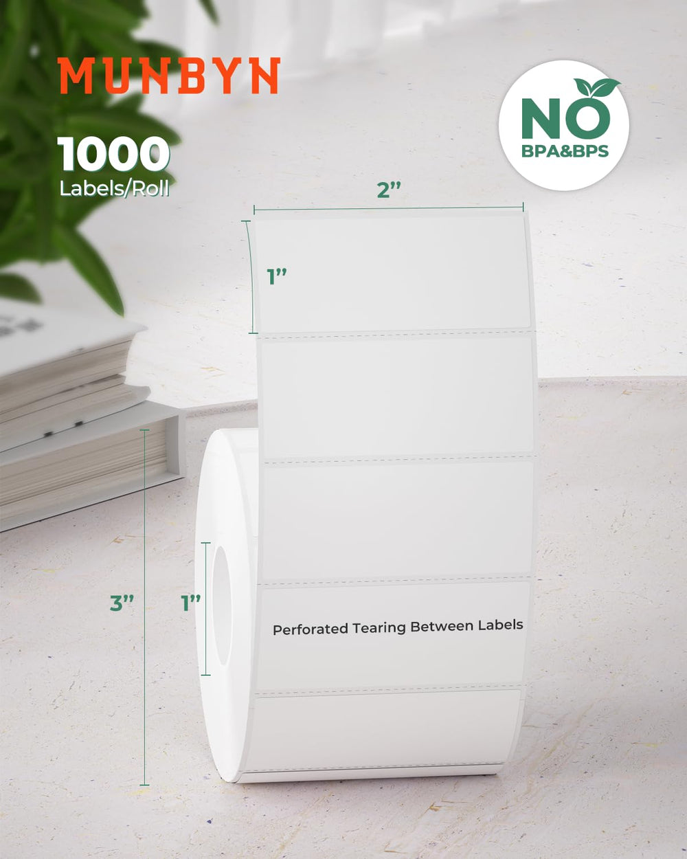 Closeup of Munbyn label surface showing sharp print and writable finish.