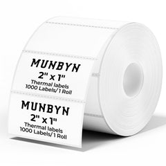 Munbyn 2x1in thermal label roll ready for direct printing with crisp results.