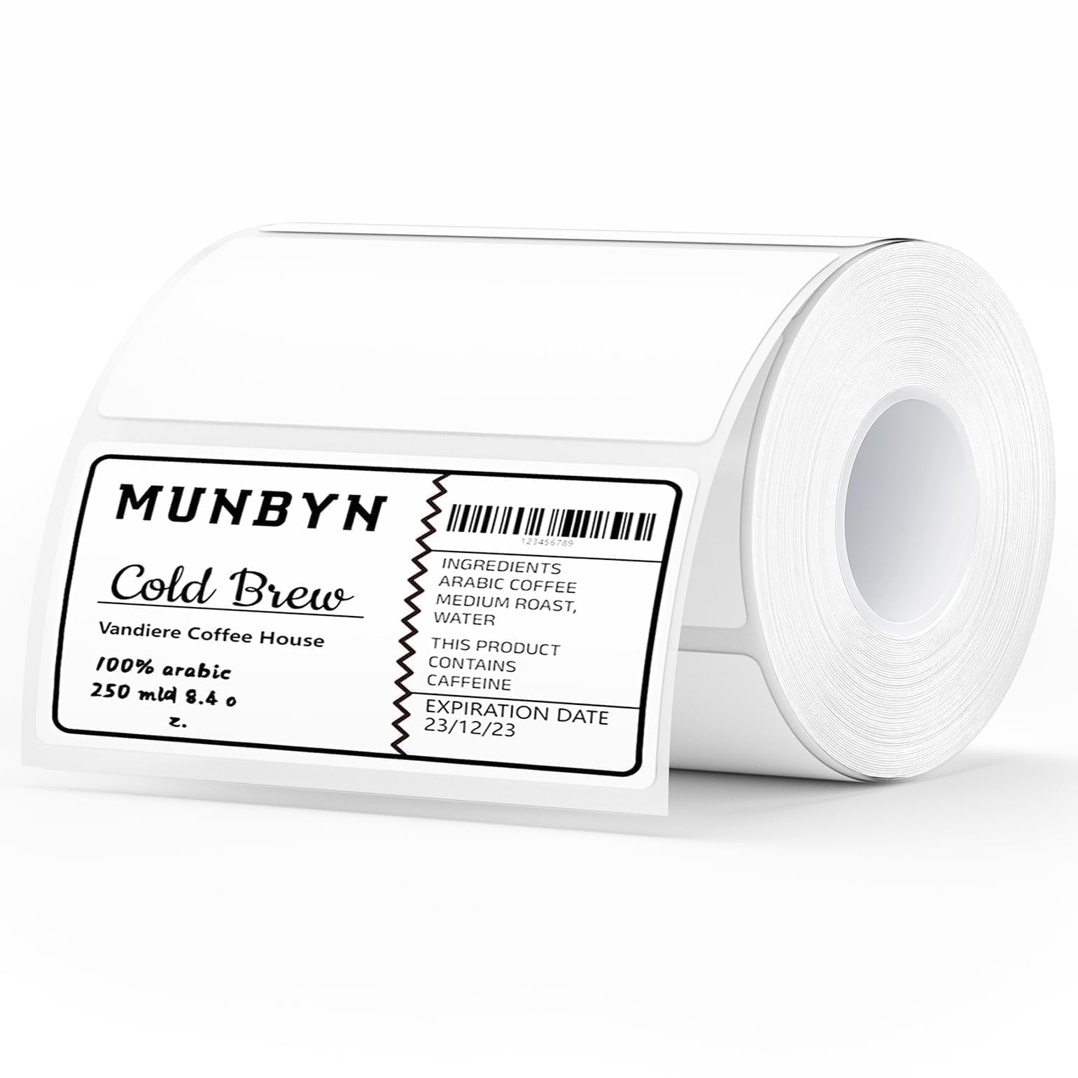 MUNBYN 4x2 thermal label roll for barcode labeling with smooth printing