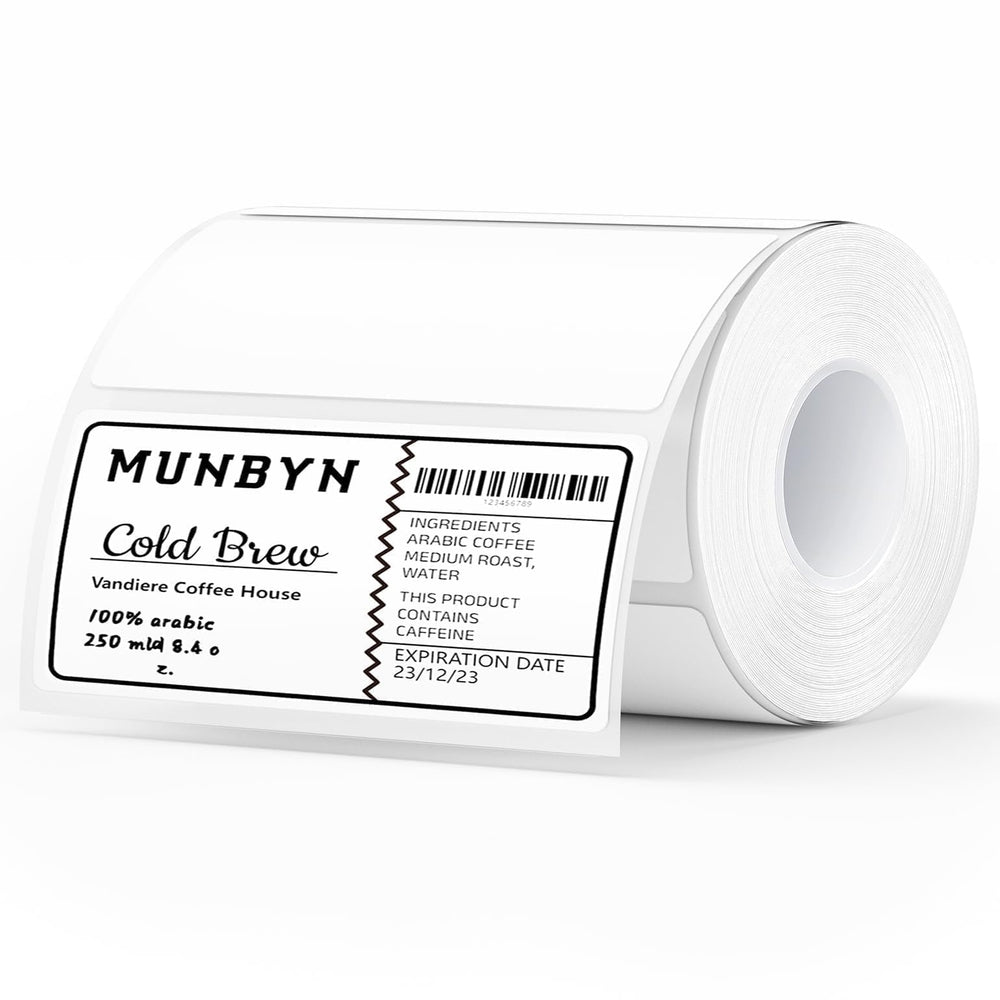 MUNBYN 4x2 thermal label roll for barcode labeling with smooth printing