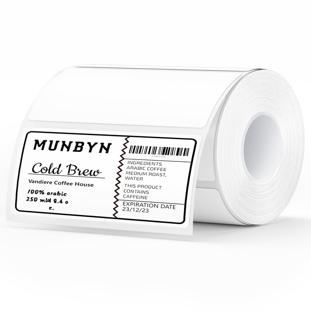 MUNBYN 4x2 thermal label roll for barcode labeling with smooth printing