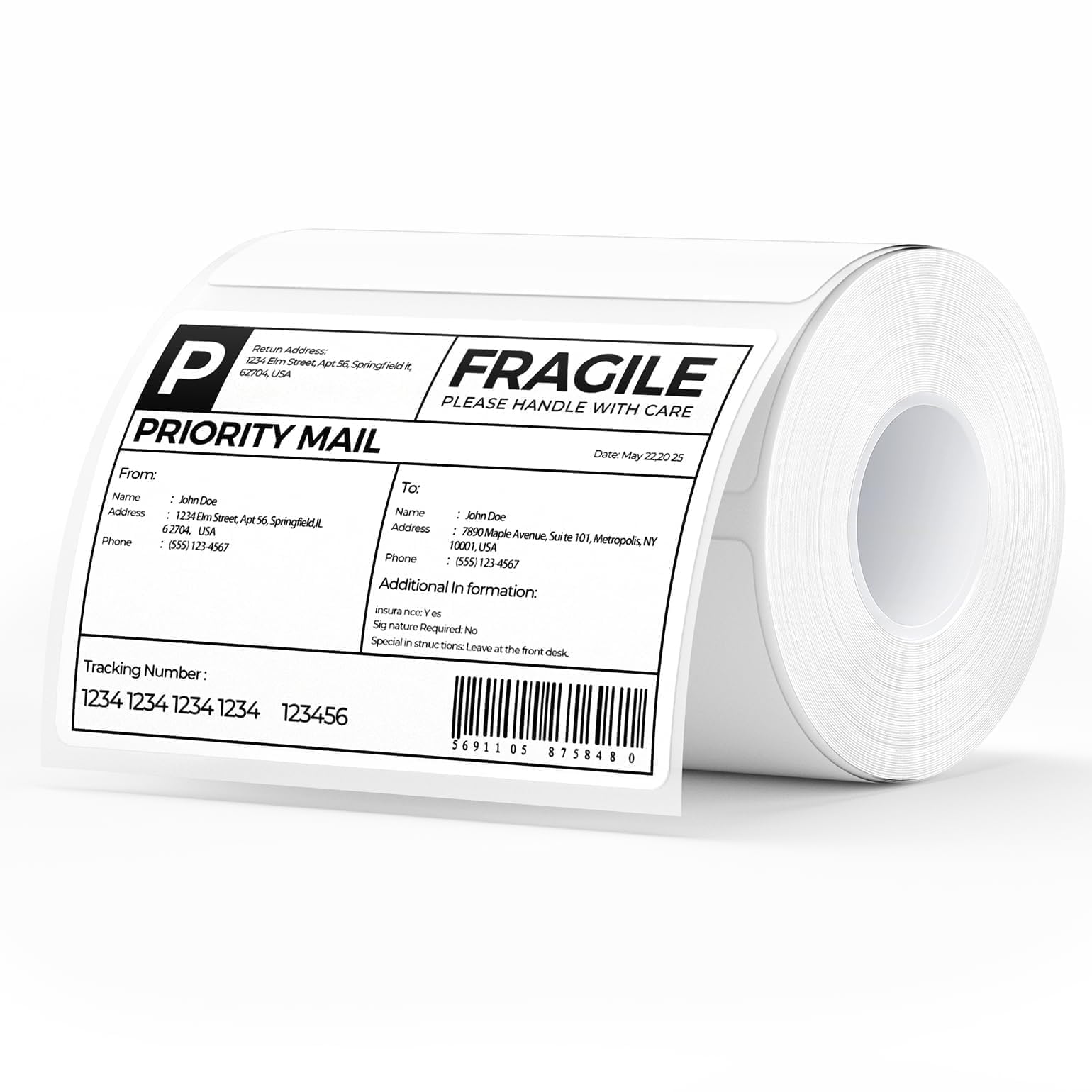 MUNBYN 4x3 label roll ready for mailing and inventory labeling