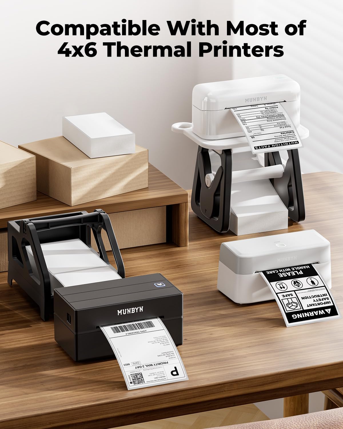 Munbyn anti-jam printing ensures smooth label runs during busy days.