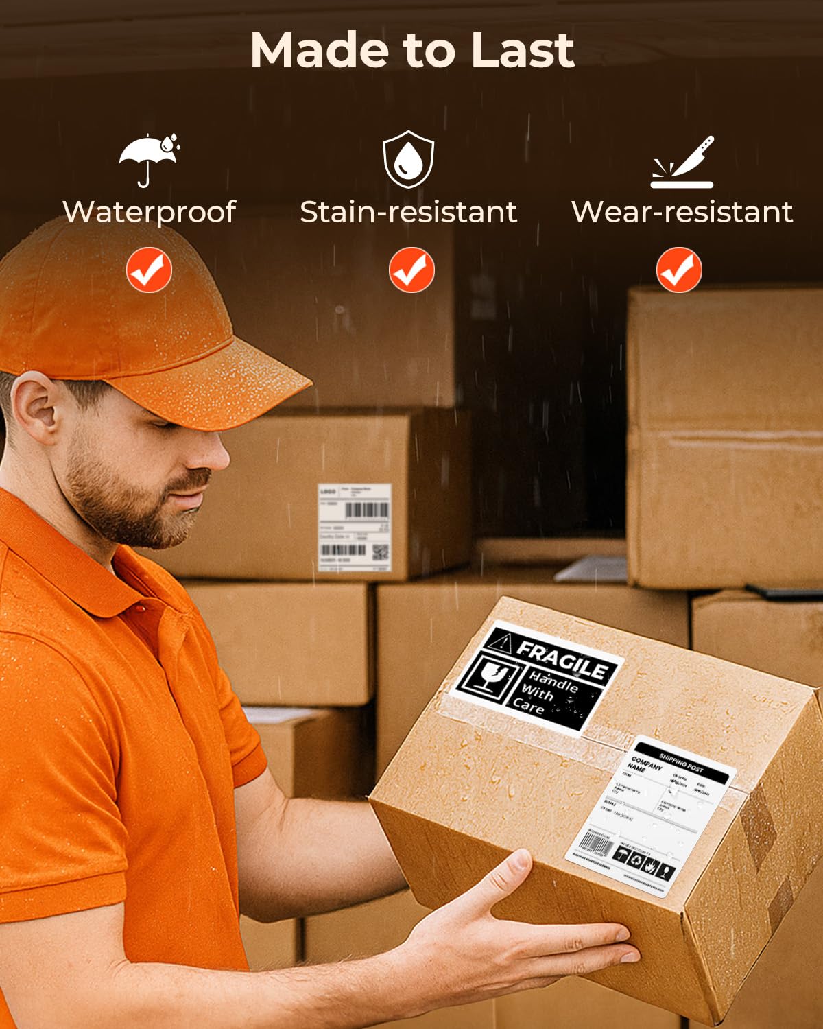 MUNBYN clear, durable print ideal for long-term barcode and address labels