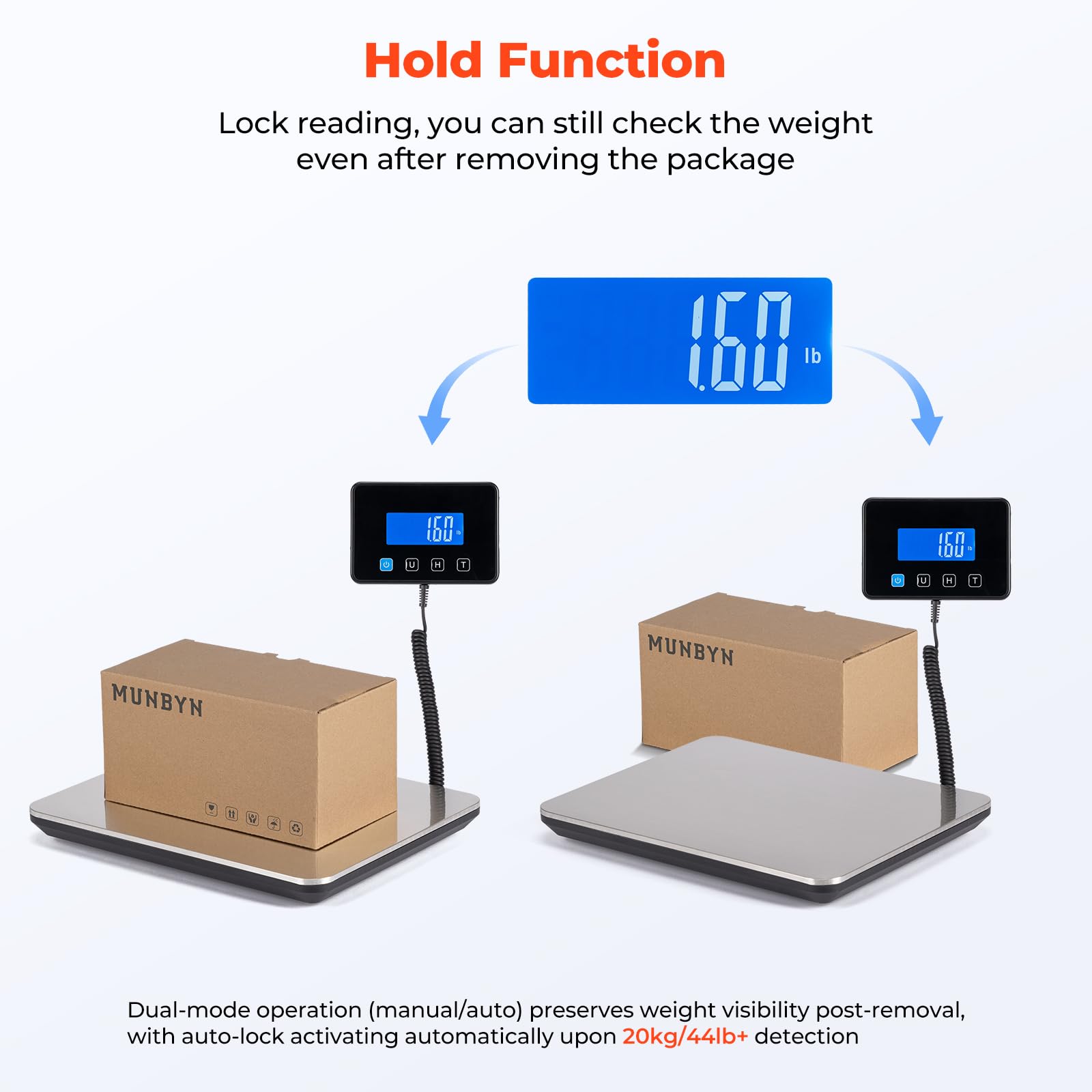 MUNBYN scale powered by built-in battery for cordless convenience.