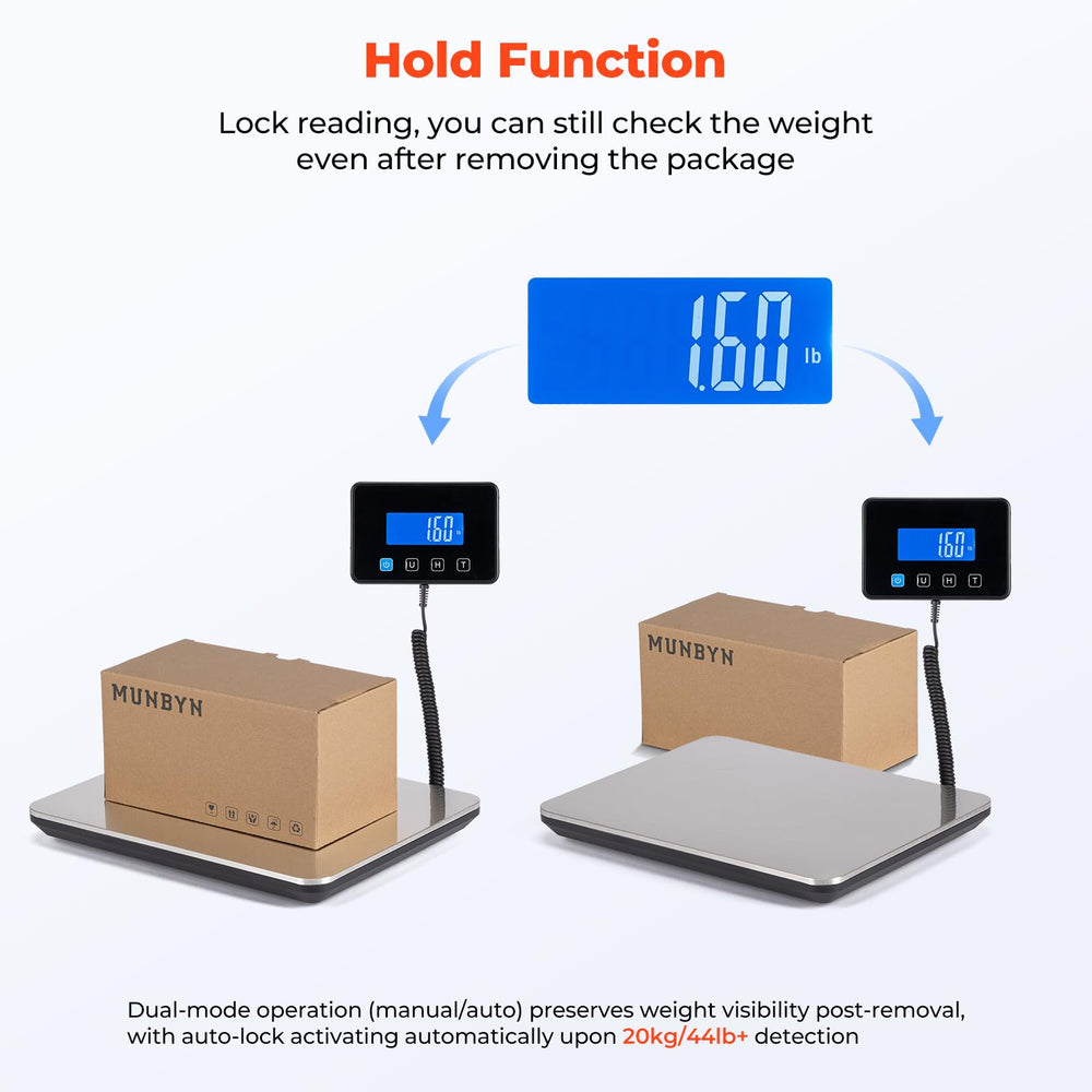 MUNBYN scale powered by built-in battery for cordless convenience.