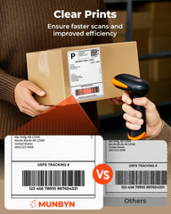 Munbyn strong adhesive labels cling firmly to boxes and mailers.