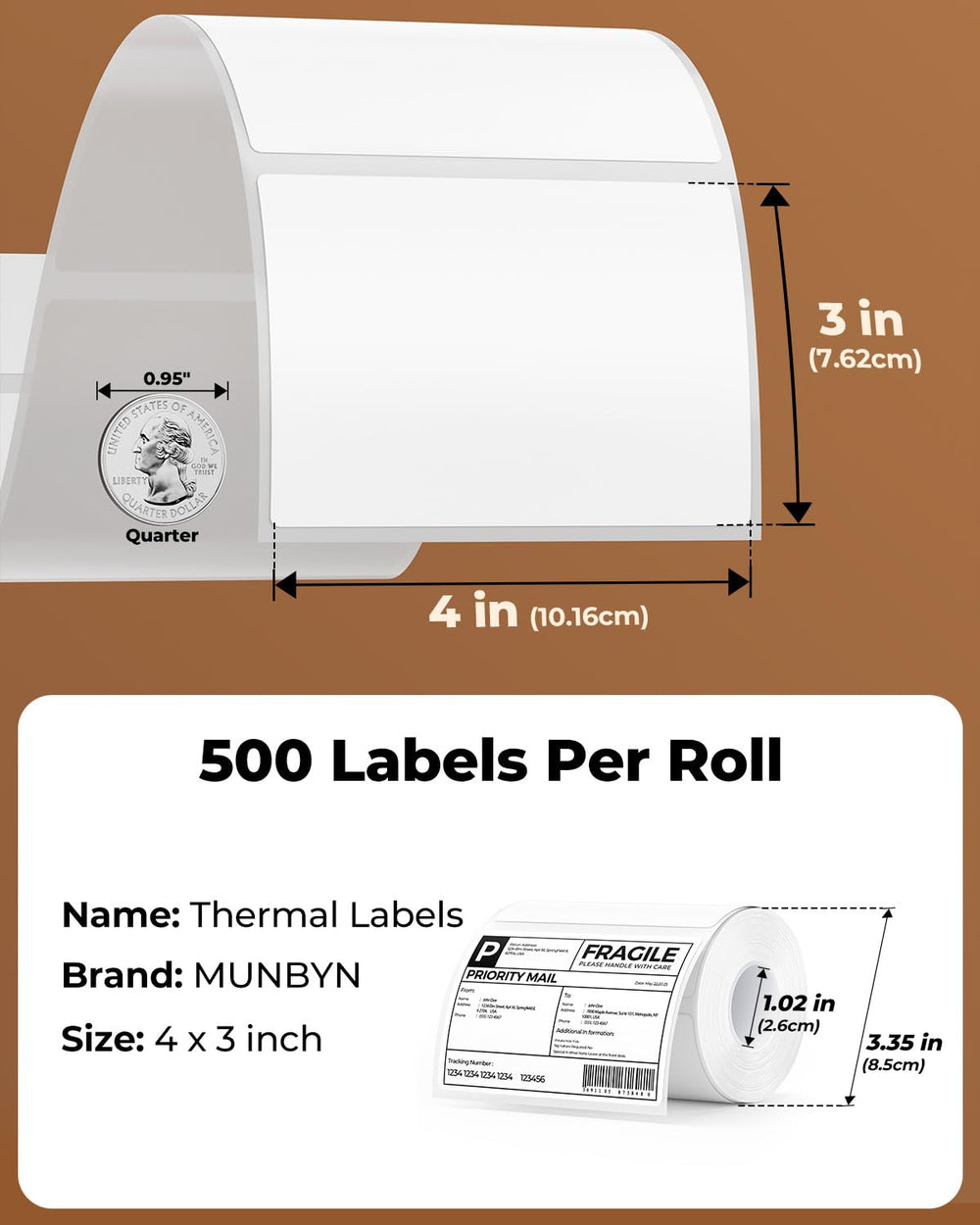 MUNBYN thermal label printing clearly on white stock for shipping