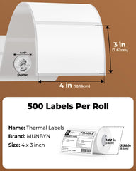 MUNBYN thermal label printing clearly on white stock for shipping
