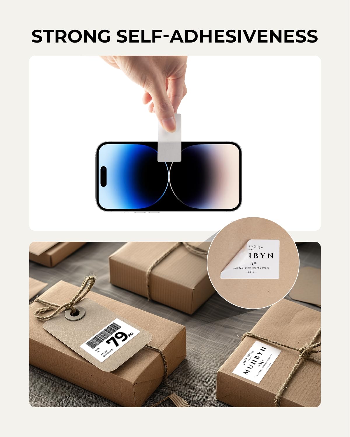 Munbyn waterproof and oil-proof label surface enables durable adhesion.