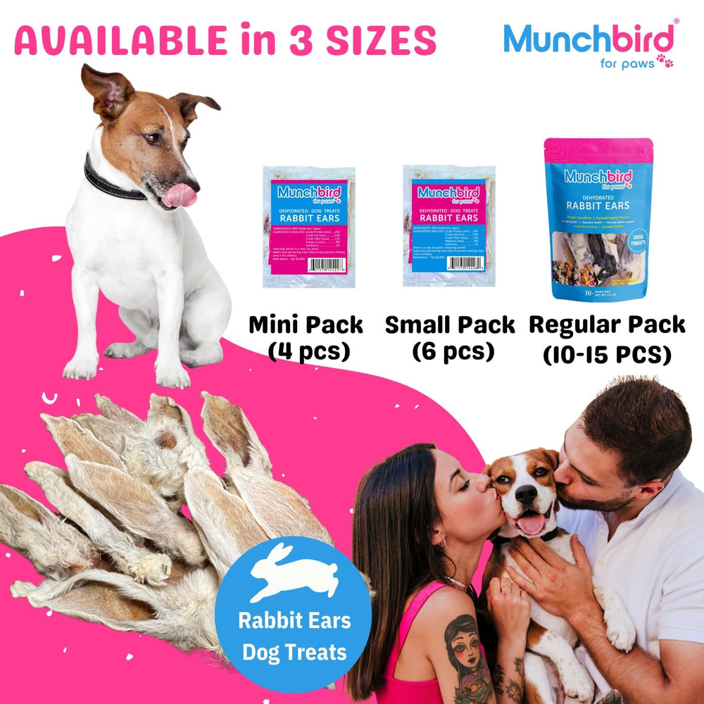 Munchbird rabbit ears dental care feature with natural plaque scraping aid.