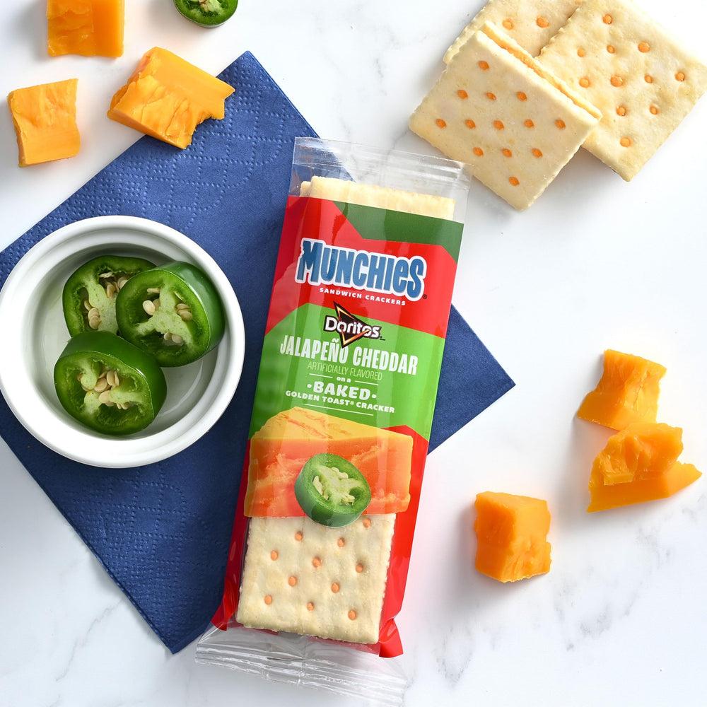 Munchies 32-sleeve snack pack, portable lunch option.