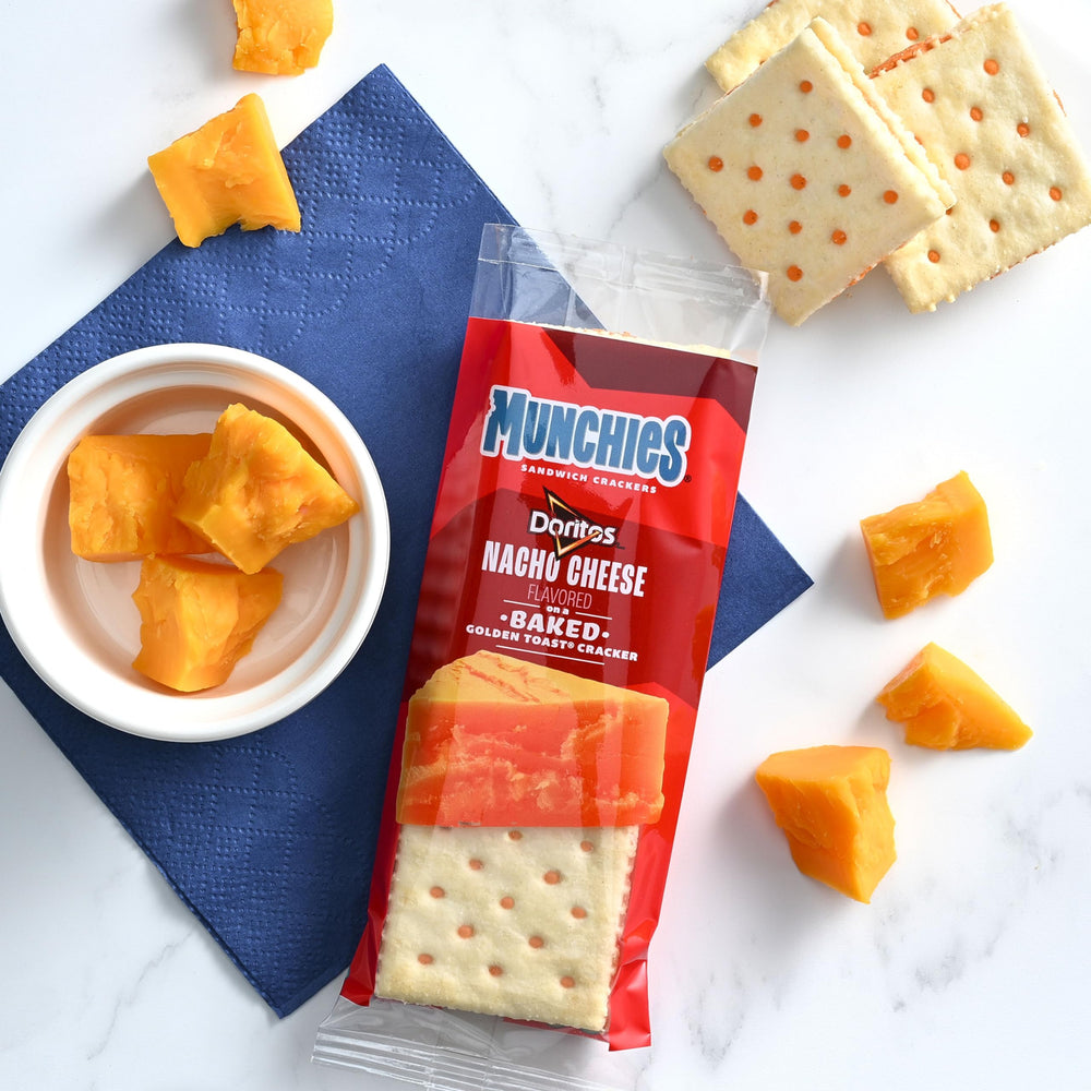 Munchies baked crackers display for quick office breaks.