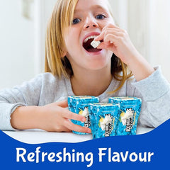 Munchique Cubes Chewing Gum Pina Colada ingredients label close-up, highlights flavor notes.
