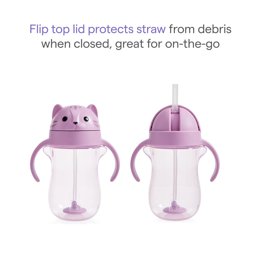 Munchkin Any Angle cup showing Click Lock sealing for spill prevention.