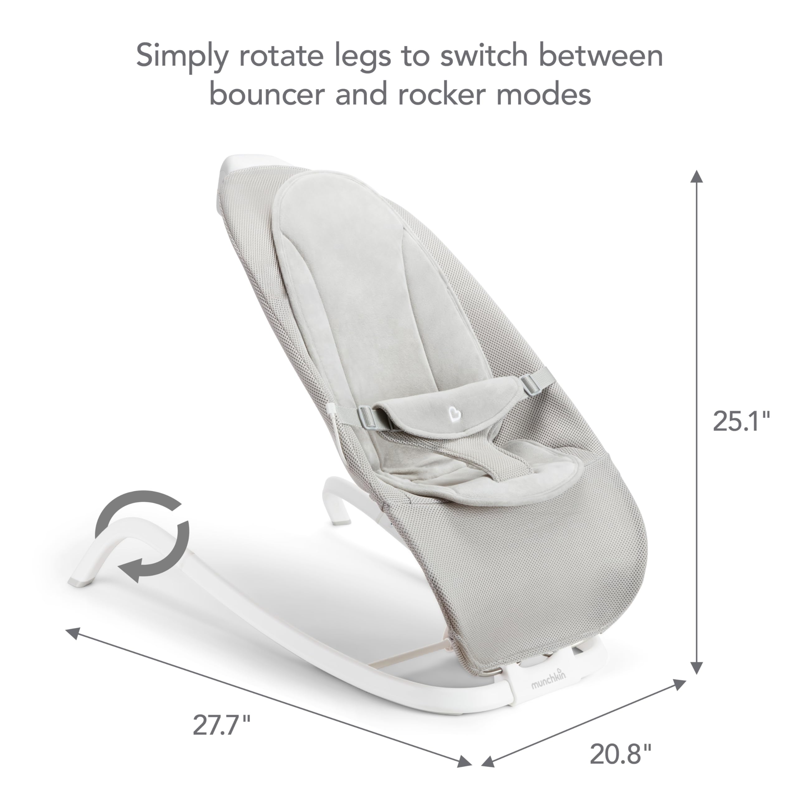 Munchkin Electric Bouncer gray 3 recline positions for comfy lounging