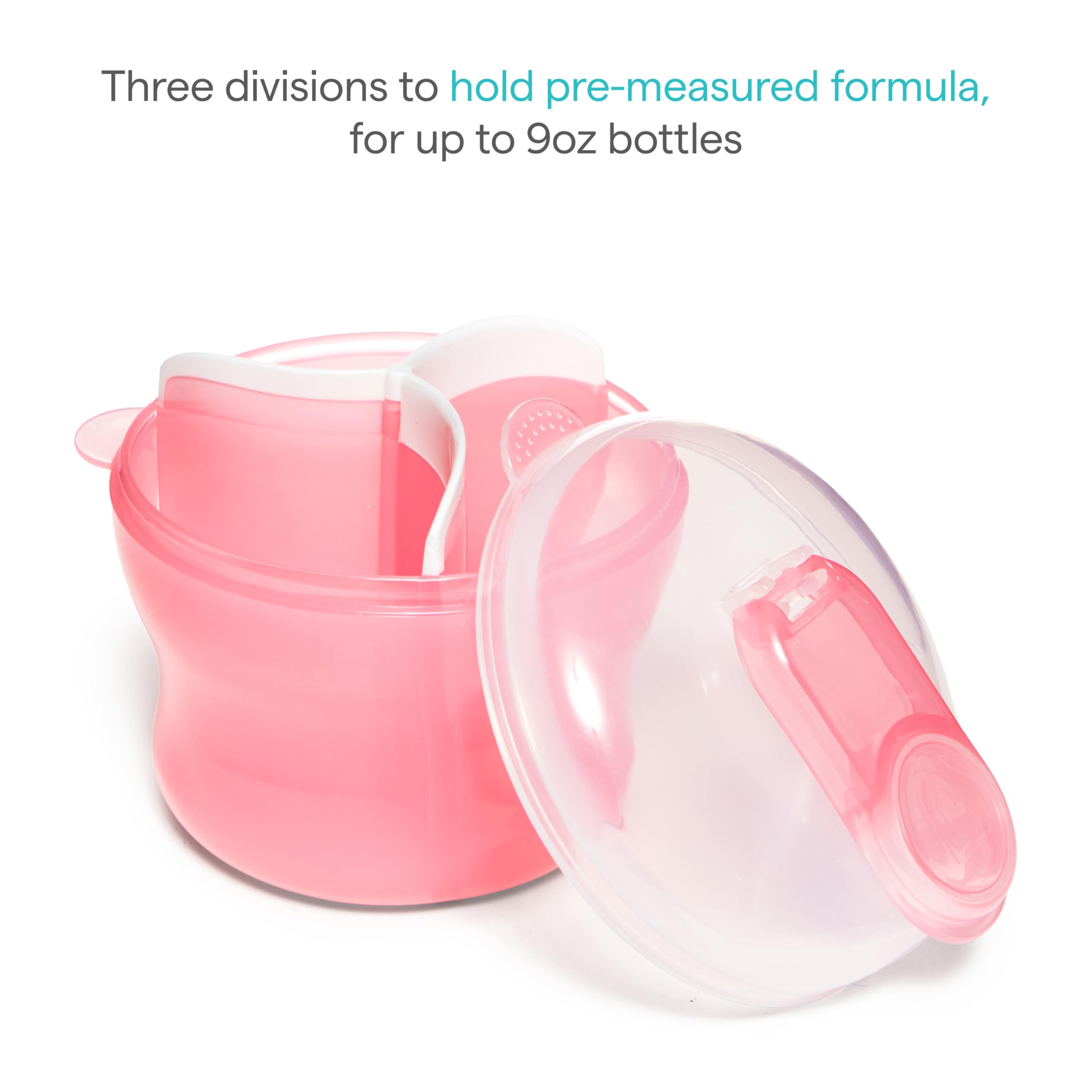 Munchkin Formula Dispenser flexible seal preventing powder spills between sections