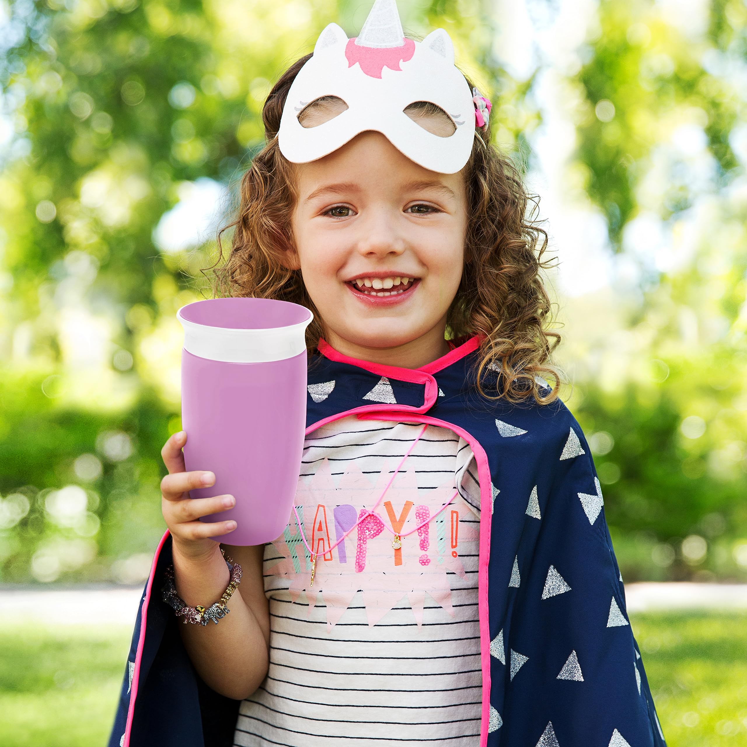 Munchkin Miracle 360 Cup auto-seal feature prevents spills when not drinking.
