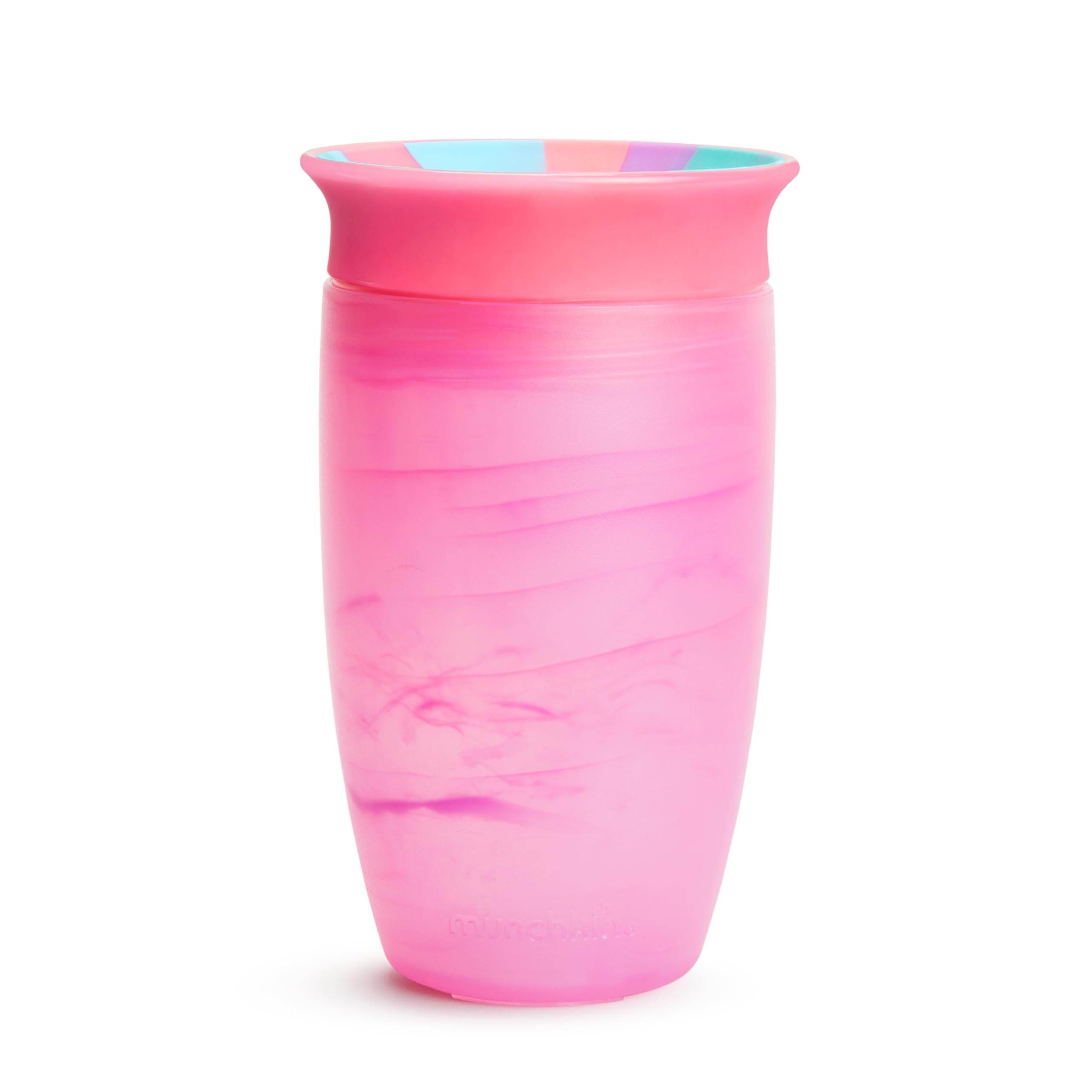 Munchkin Miracle 360 Tropical Swirl cup – spill-proof design in action.