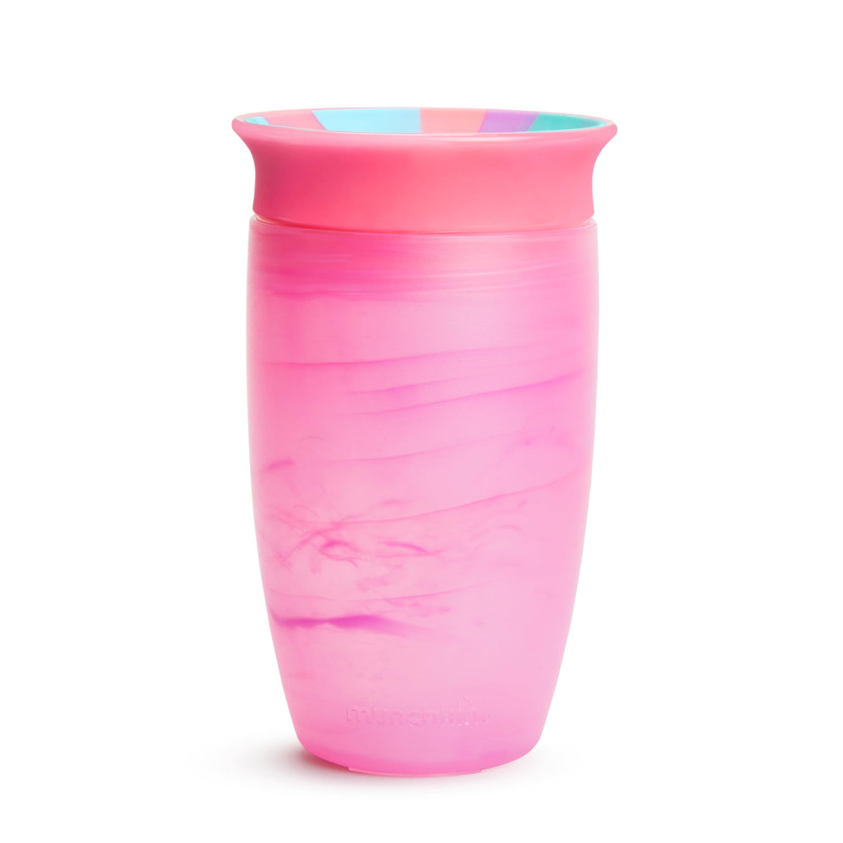 Munchkin Miracle 360 Tropical Swirl cup – spill-proof design in action.