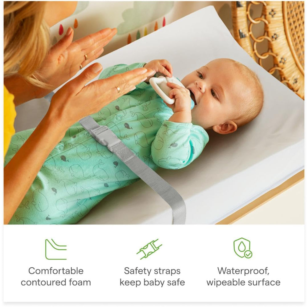 Munchkin Secure Grip changing pad with cover included for easy cleaning.