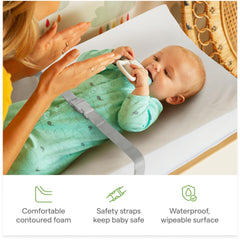 Munchkin Secure Grip changing pad with cover included for easy cleaning.