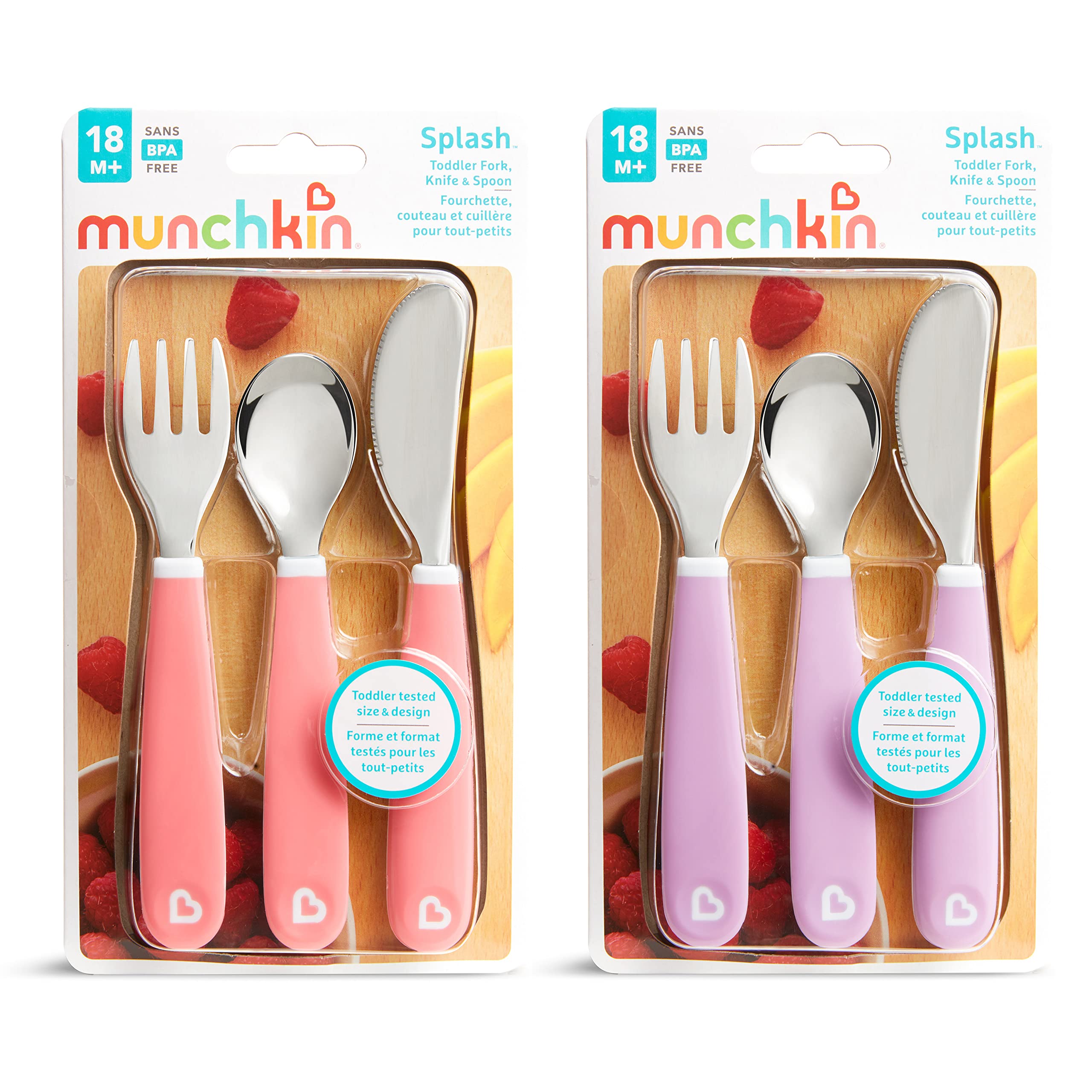 Munchkin Splash toddler knife edge is safe for guided cutting.