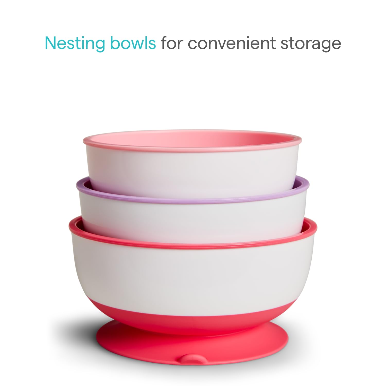Bowls with lids showing leakproof storage from Munchkin Stay Put