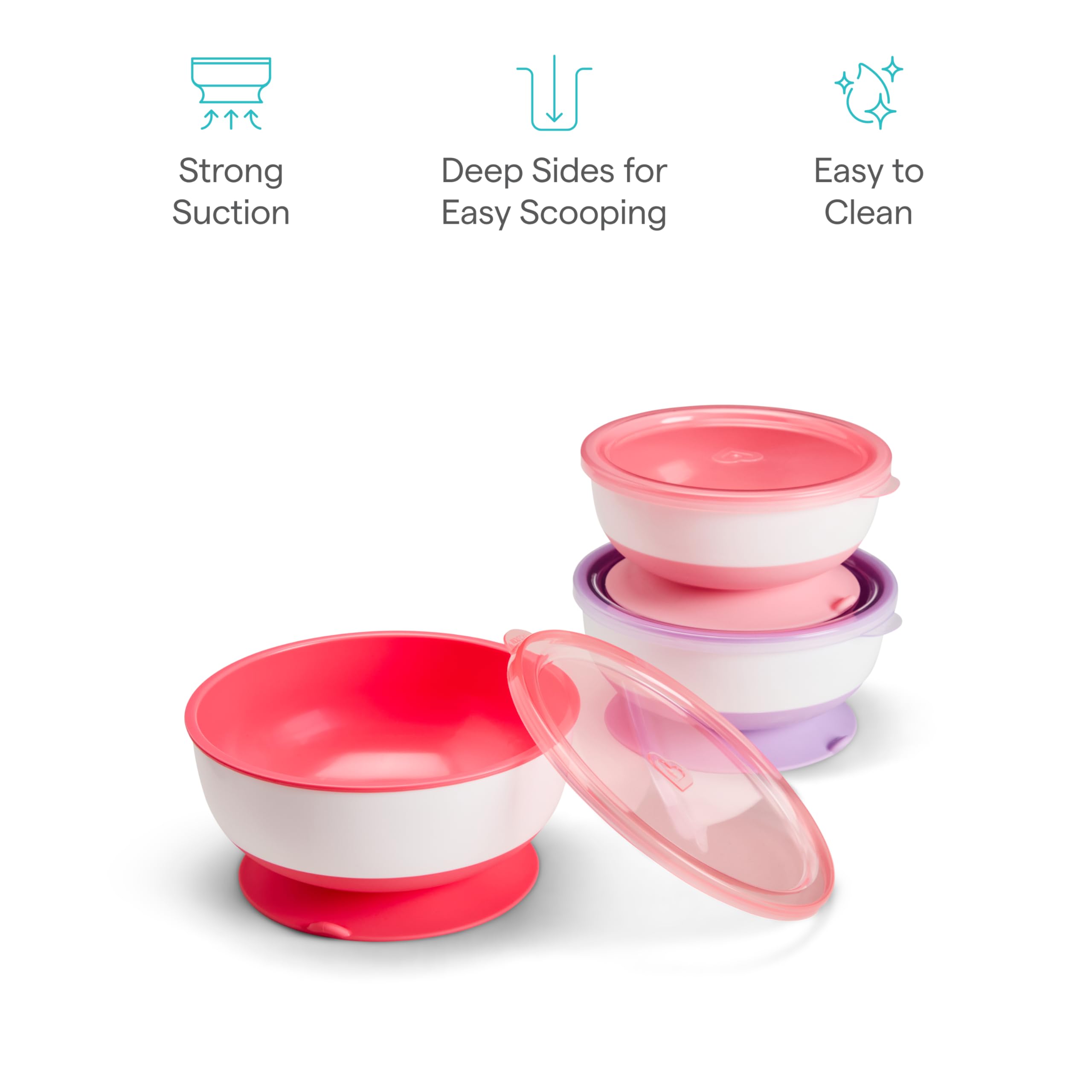 Munchkin Stay Put bowls ready for mealtime and snacks bundle