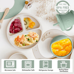 Munlinder adjustable bib with food catcher keeps clothing clean during feeding.