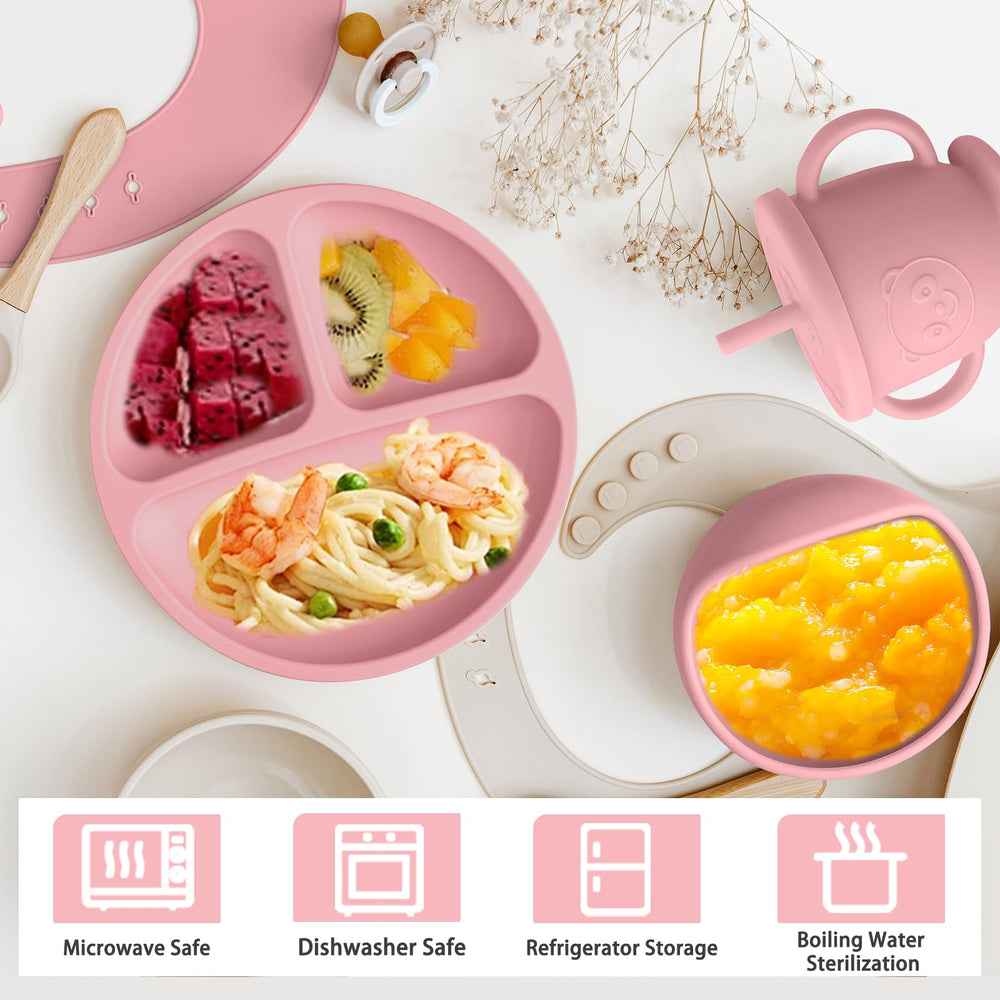 Munlinder adjustable bib with food catcher protects clothing during feeding