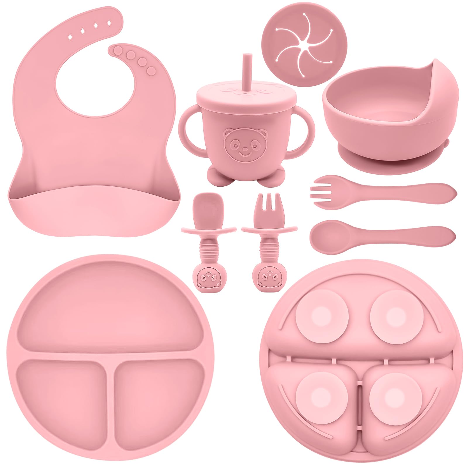 Munlinder silicone suction bowl with divider supports self-feeding and mess reduction
