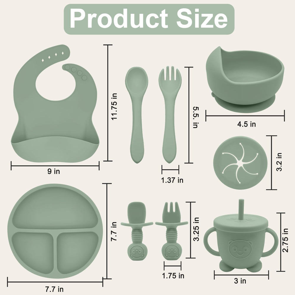 Munlinder silicone baby feeding set in light green for modern nursery decor.