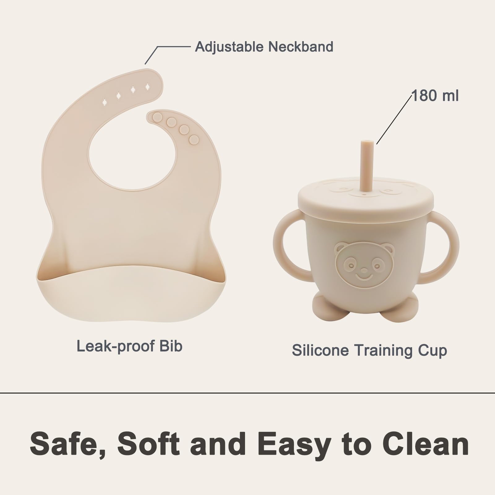 Munlinder training cup with straw and lid promotes independent sipping