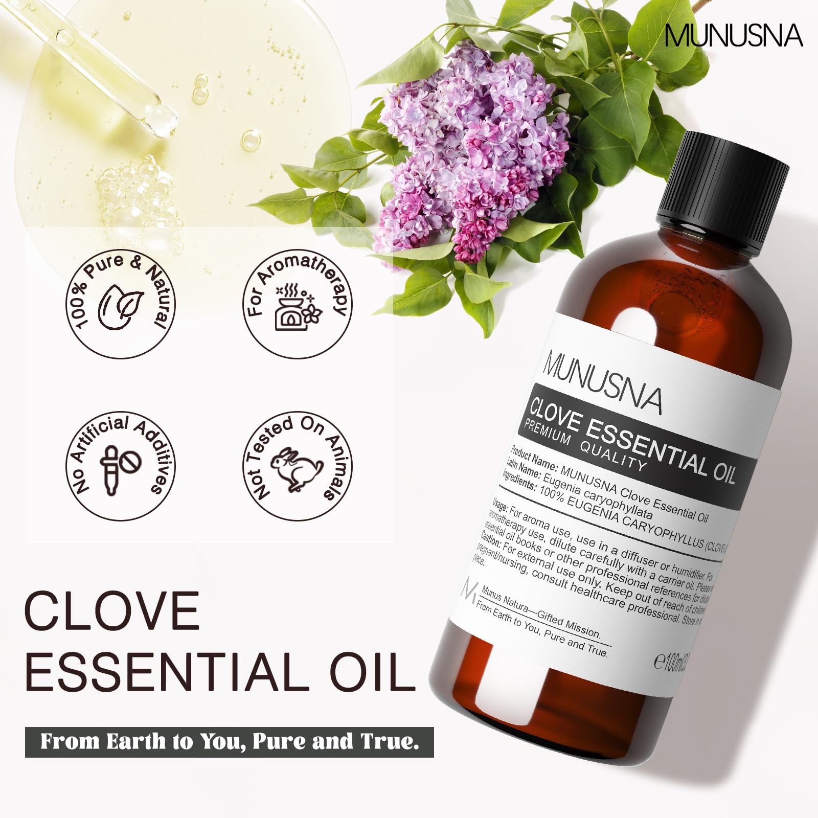 Munusna Clove Oil dropper bottle ready for precise dilution