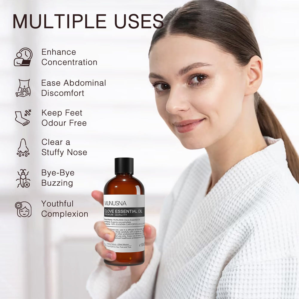 Munusna Clove Oil ingredients scene highlighting natural sourcing