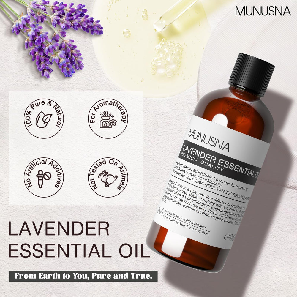 MUNUSNA Lavender Oil bottle pour for diffusers and blends.
