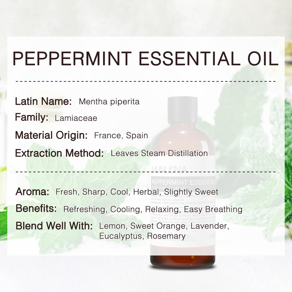 MUNUSNA peppermint oil dropper close-up shows pure quality