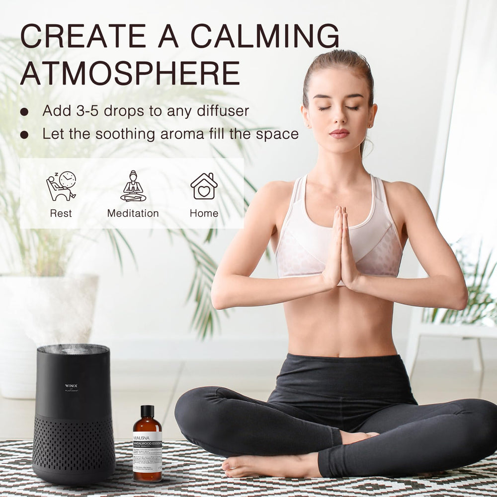 MUNUSNA sandalwood oil diffusion supports focus during study and yoga.