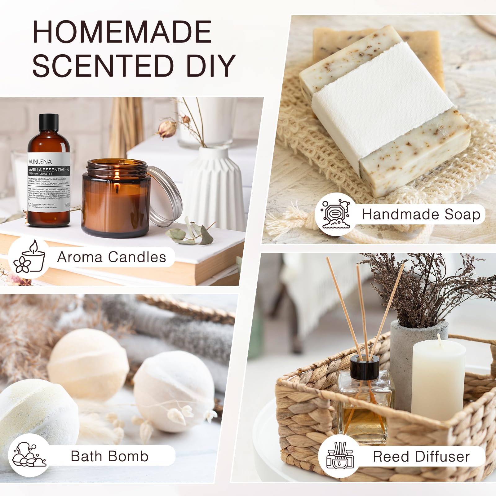 Trusted MUNUSNA brand for high-quality vanilla essential oils.