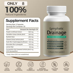 MUPUFU Lymphatic Drainage Capsules bottle with pour showing easy daily use