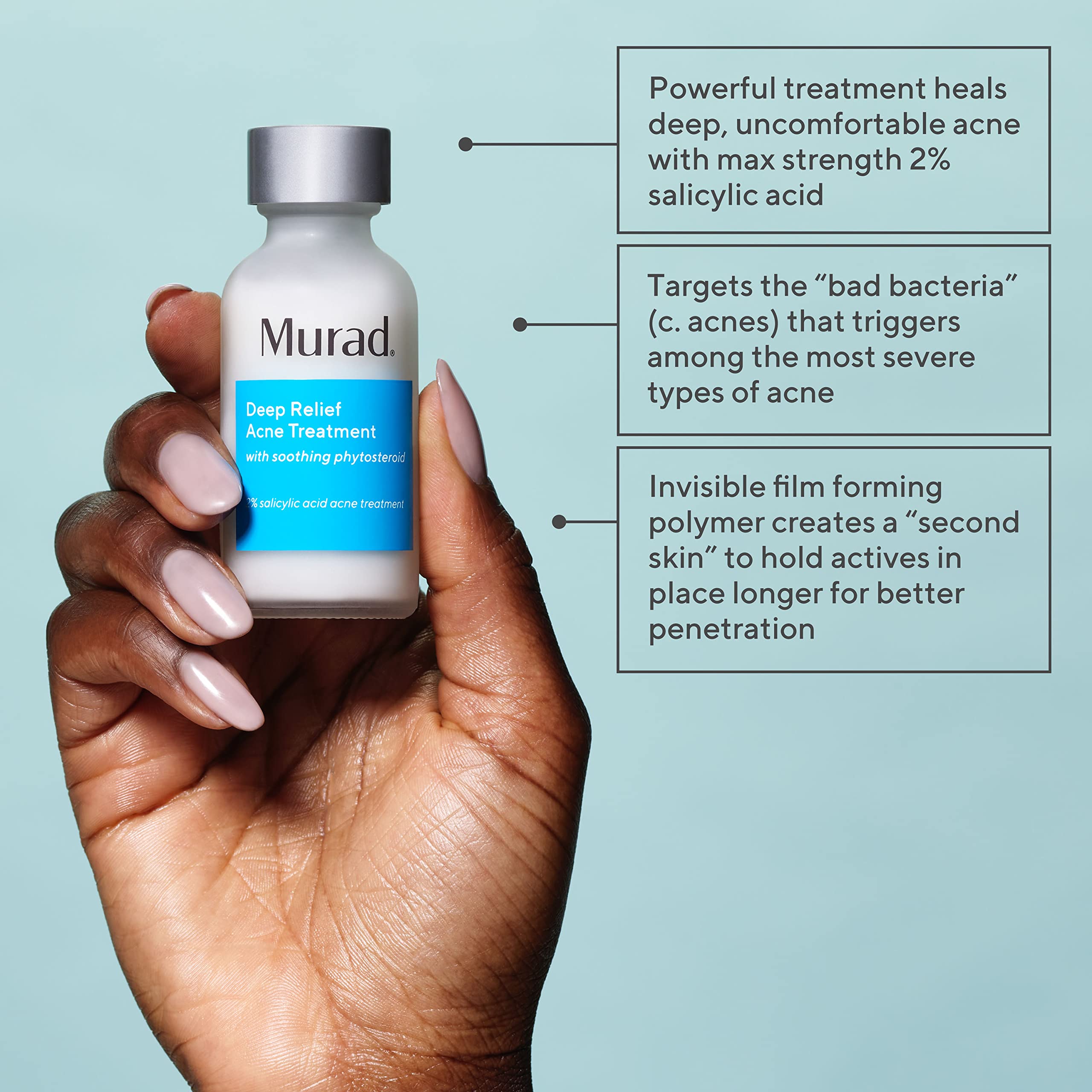 Murad Deep Relief being applied as a thin spot treatment layer