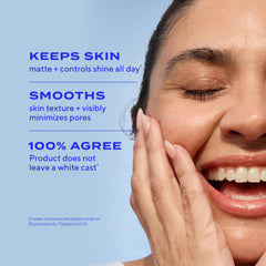 Murad oil-absorbing microspheres on skin creating a matte finish