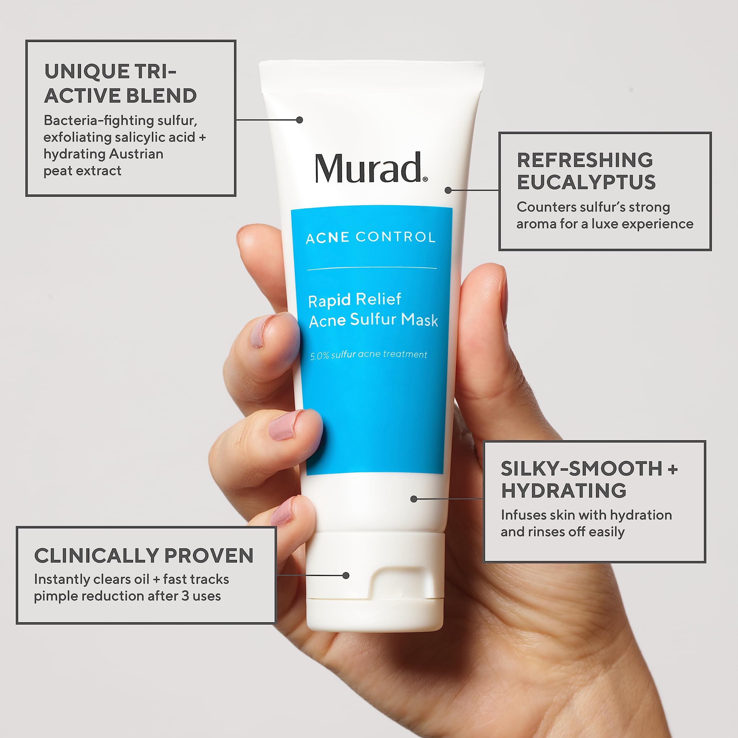 Murad Rapid Relief Acne Sulfur Mask kaolin clay texture up close.