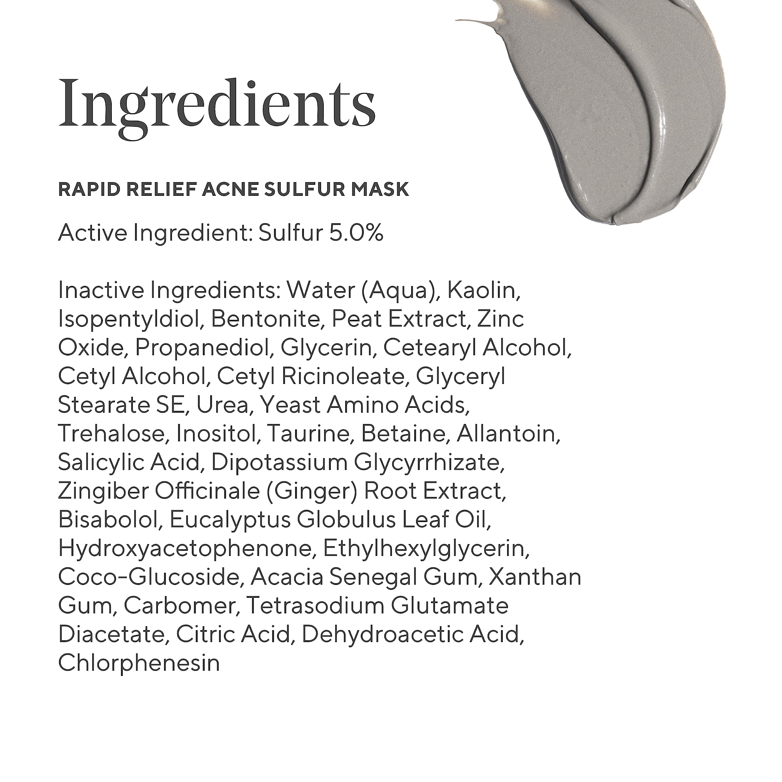 Murad Rapid Relief Acne Sulfur Mask packaging shown on shelf.