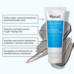Murad Rapid Relief Acne Sulfur Mask sulfur exfoliant close-up emphasizing oil control.